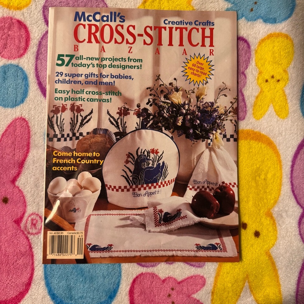 VTG McCall's Cross-Stitch Bazaar Magazine 1990 Trad Wife Grannycore